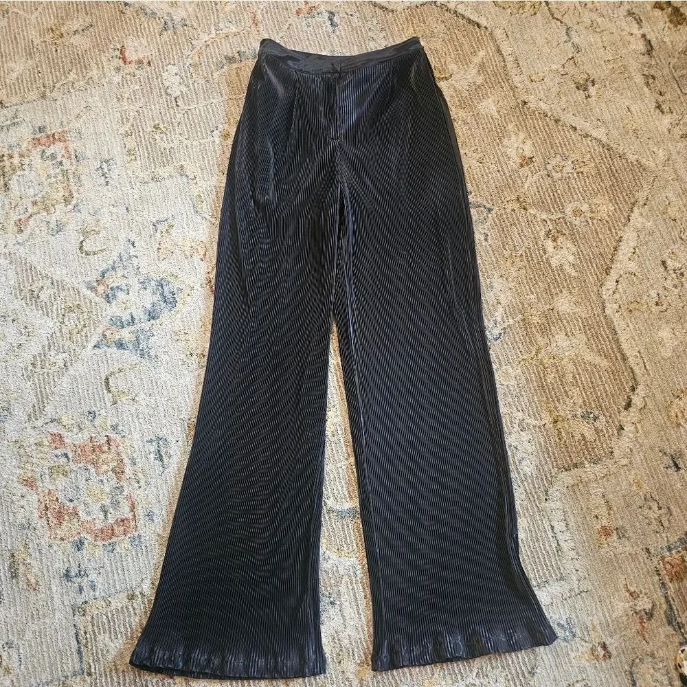 Nasty Gal Ribbed Wide Leg Black Pants Sz 4 With 32" Inseam